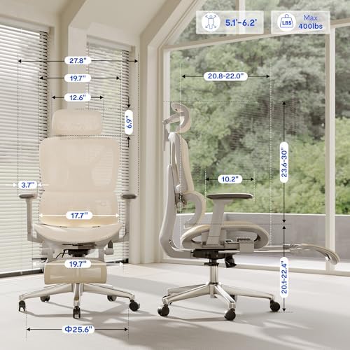 FLEXISPOT ErgoX Premium Ergonomic Office Chair Cream-FT - Image 2