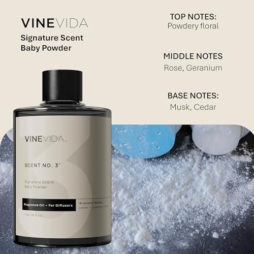 VINEVIDA [16 Fl Oz] Baby Powder Fragrance Oil for Cold Air Diffusers, Essential Oils for Diffuser Oil Refill & Air Freshener Room Spray - Image 2