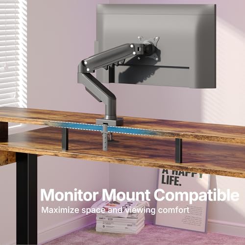 HUANUO 63″ X 26″ Electric Standing Desk with 2 Drawers &24.4″ Large Keyboard Tray, C-Clamp Mount Compatible, Adjustable Computer Desk for Office, Sit Stand Up Desk with 4 Height Presets, Vintage Brown - Image 4