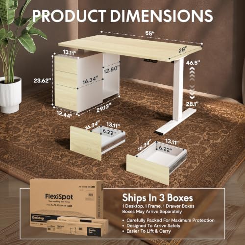 FLEXISPOT EN2 55"x28" Standing Desk Bundle with Storage Cabinet - Image 2
