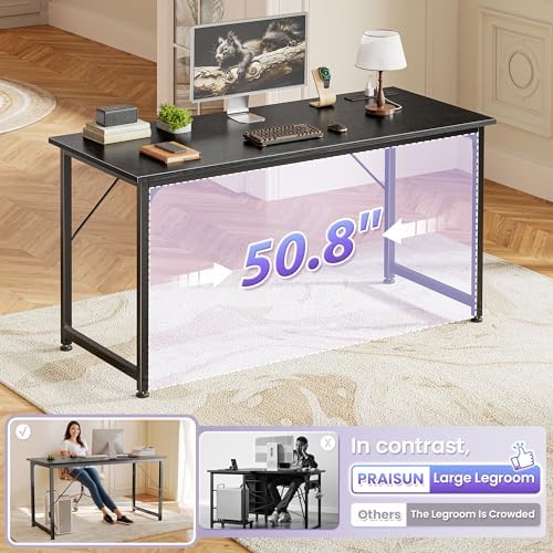 PRAISUN 55 X 20 Inch Computer Desk, Power Outlets, USB-C, Black - Image 5