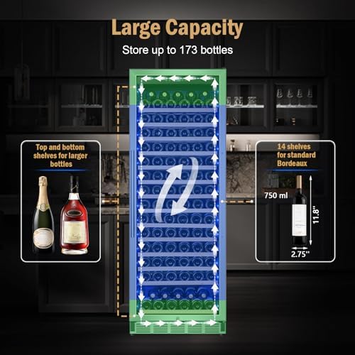 24" 173-Bottle Freestanding Wine Cooler, Low Noise with Sliding Shelves - Image 2