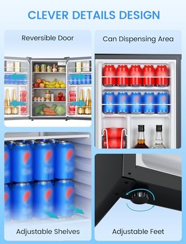 COWSAR 4.4 Cu.Ft Mini Dorm Fridge without Freezer for Bedroom, Black - Image 3