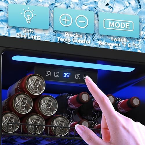 3.1 Cuft Beverage Fridge, 128 Can Mini Fridge, Glass Door, 35–65°F, Black - Image 5