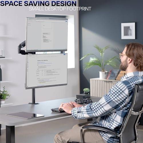VIVO Dual Monitor Arm Extra Tall Mount for Screens up to 32 inches, Mechanical Height Adjustment, Full Articulating Heavy Duty VESA Stand with Desk C-clamp and Grommet, STAND-V012K - Image 6