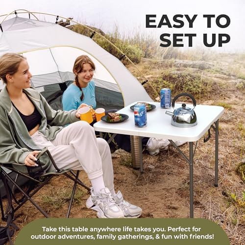 2 PACK of 34" Square Foldable Table with Built in Handle & Steel Legs | Heavy Duty Portable | Perfect for Party, Dining, Wedding, Events, Picnic Indoor, Outdoor, Camping, Utility, Temporary - Image 3