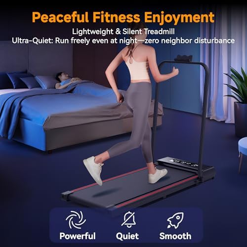 Under Desk Walking Pad with Removable Handle Bar for Home 2.0HP Treadmills for Home Small Space LED Display Electric Mini Portable Walking Pad 0.6-6.2MPH 330LBS Capacity Compact Walking Pad - Image 6