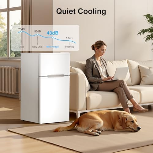 Kismile 2.5Cu.Ft Mini Fridge with Freezer Compact Refrigerator Double Door - Image 6
