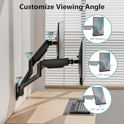 WALI Dual Monitor Wall Mount for 17-32 inch Screens, up to 22 lbs per Arm - Image 5