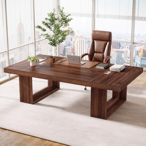 Tribesigns 94.5" Executive Desk, Large Office Desk with 2 Cable Grommets - Image 3