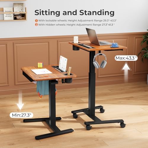 28" Mobile Standing Desk with Drawer, Portable Laptop Desk - Image 4