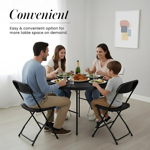 2 PACK of 3.5 Feet Circular Round Foldable Table with Built in Handle & Steel Legs | Heavy Duty Portable | Perfect for Party, Dining, Wedding, Events, Picnic Indoor, Outdoor, Camping, Utility - Image 3