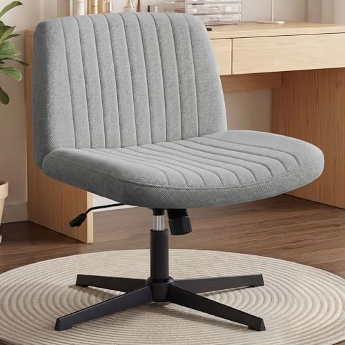 Orange Factory Criss Cross Chair, Wide Fabric Vanity Seat, Grey No Wheel by OrangeFactory