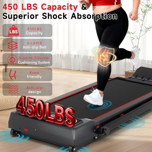 Walking Pad Treadmill with Incline and Handle Bar, 7.5MPH Under Desk Foldable Treadmill for Home Office with Remote Control - Image 3