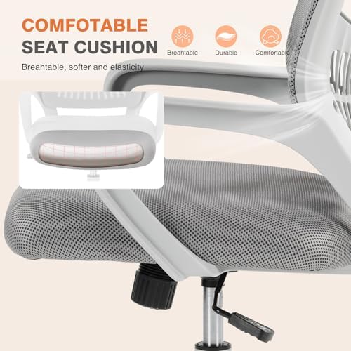 Sweetcrispy Computer Desk Chair, Mesh Office Chair, Lumbar Support, Grey - Image 4