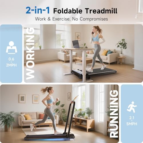 Pink Walking Pad Portable Treadmill with Incline 8% Small Walking Pad Handle Bar Under Desk for Home Office Mini Treadmill with 2.5HP Ultra Quiet <40dB 0.62~5 MPH Compact Foldable 320 lb Capacity - Image 4