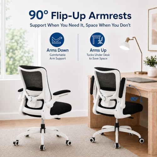 Ergonomic Office Chair for Long Hours, Adjustable Padded Lumbar Support for Lower Back Relief, 330 lb Capacity, Comfortable Computer Desk Chair for Home Office, Work & Study - Image 4