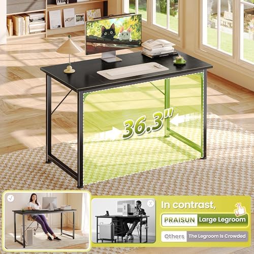 PRAISUN 40 Inch Computer Desk, Office Desk, Spacious Desktop, Black - Image 5