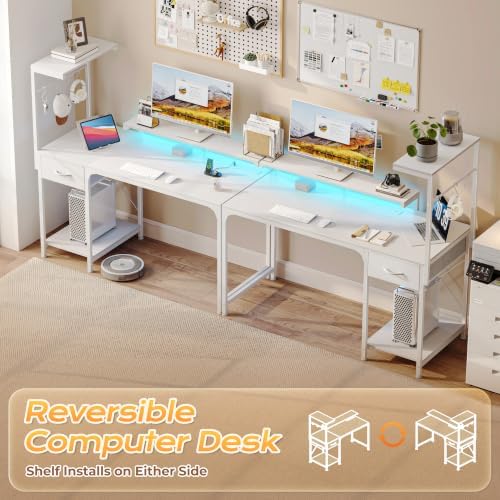 PRAISUN 47.2 Inch Gaming Desk with LED Lights & Power Outlets - Image 4