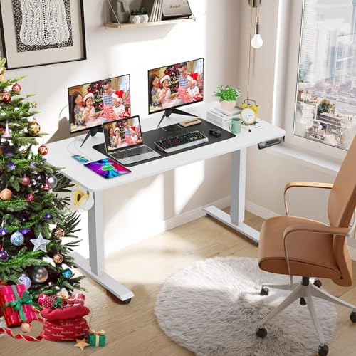 farexon 55x24 Inch Electric Standing Desk with Mouse Pad, White - Image 2