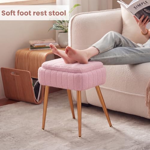 Vanity Chair with Storage Stool Makeup Chair Purple - Image 7