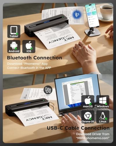 Phomemo M832 Portable Printers Wireless for Travel, Inkless Thermal Printer - Image 3