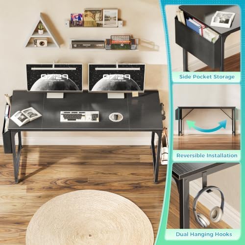 PRAISUN 55'' Computer Desk with Fabric Storage Bag - Image 4