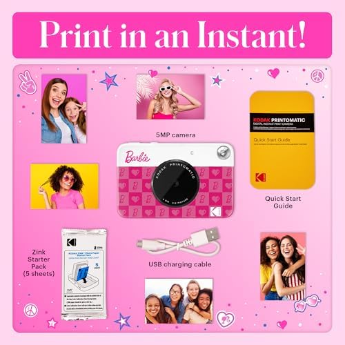 Kodak x Barbie Printomatic Full-Color Instant Print Digital Camera, 5MP Portable Barbie Camera, Zink 2x3 (5.1x7.5 cm) Sticky-Back Photo Paper, Gift for Christmas, Holiday, Birthday, Iconic Style - Image 3