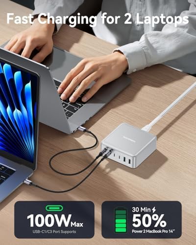 Rocoren 270W GaN 6‑Port Charging Station,100W PD Fast Charger Block Dock - Image 3