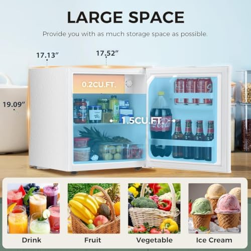 Antarctic Star 1.7 Cu.Ft Compact Refrigerator with Freezer,Adjustable Thermostat,Removable Glass Shelf,Single Reversible Door Mini Fridge for Bedroom,Office,Dorm,White - Image 6