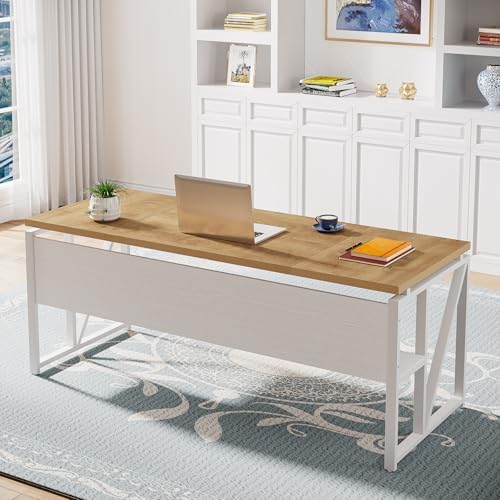 Tribesigns L Shaped Desk with Drawer Cabinet, 63" Executive Computer Desk and lateral File Cabinet, 2 Piece Home Office Furniture with Drawers for Hanging, Doors with Locks (Light Walnut, 63 inches) - Image 4