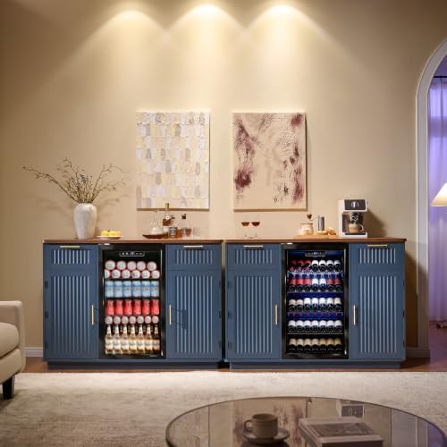 Okvnbjk Mini Fridge Cabinet with Storage & Power Outlet, Navy Blue - Image 6