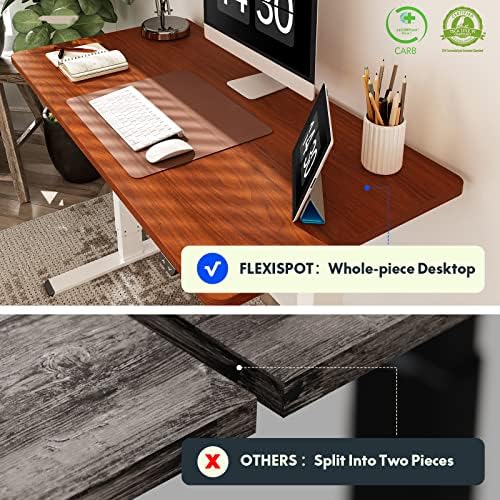 FLEXISPOT E6 3-Stage Dual Motor 60 x 24 Electric Standing Desk Sit Stand Up Desk, Holds 220 lbs, Adjustable Height w/Memory Presets, One-Piece Mahogany Desktop & White Frame, Ships in 2 Boxes - Image 5