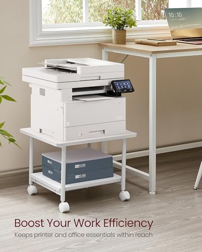 VASAGLE 2-Tier Printer Stand with Locking Wheels, Under Desk Printer Table - Image 3