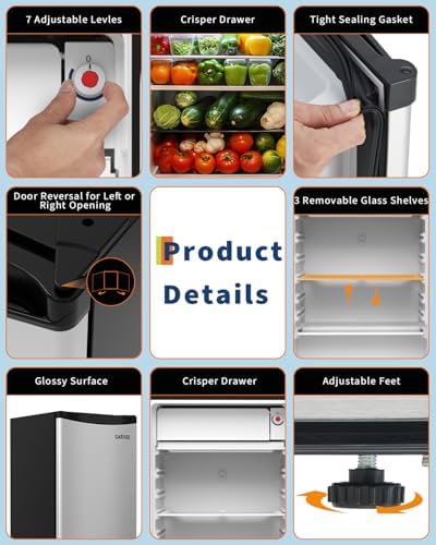 4.5 Cu.Ft Mini Fridge with Freezer, Small Refrigerator w/Single Door, Adjustable Thermostat Energy-Efficient Low Noise, Compact Fridge for Bedroom, Office, Dorm - Image 5