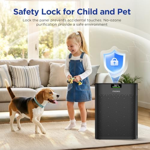 MOOKA Air Purifier for Home Bedroom Large Room 2200 Ft², HEPA Filter, Black - Image 3