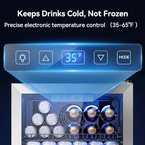 3.2 Cuft Beverage Fridge, 130 Can Mini Fridge With Glass Door, Silver - Image 4