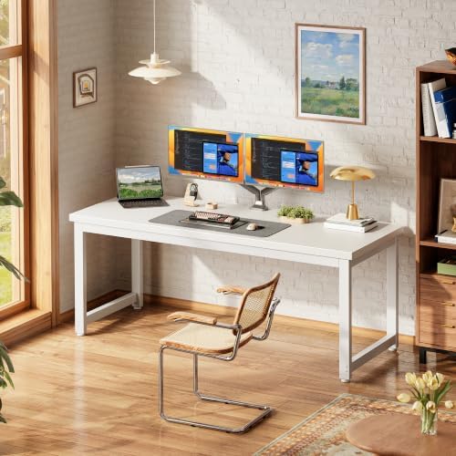 PRAISUN 54 x 19.7 Inch Computer Desk, 0.95'' Thicker, Heavy Duty, White - Image 4