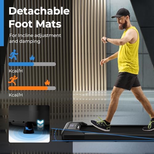 GYMAX Walking Pad, 2.25HP Under Desk Treadmill with LED Display, Remote Control & 7-Layer Belt, Compact Portable Jogging Running Machine for Home Office Small Space - Image 3
