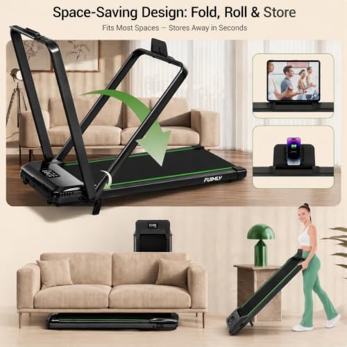 FUNMILY Upgrade Walking Pad Folding Treadmill with 12%/15% Incline & Handle Bar, 3.5HP Foldable Under Desk Compact Treadmills for Home/Office/Gym, 400+lb Capacity, Shock Absorption - Image 6