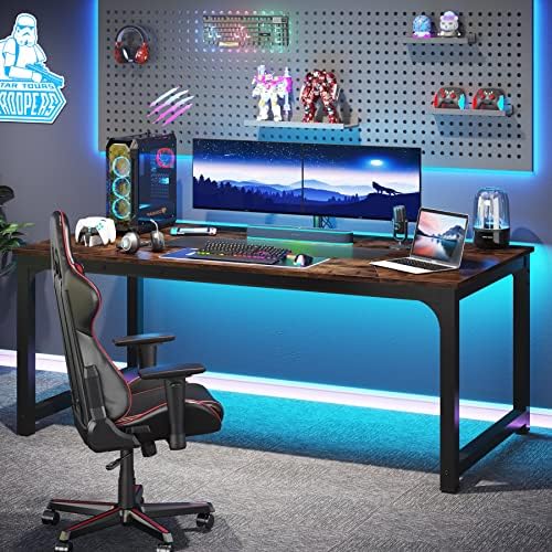 Tribesigns Modern Computer Desk, 70.8 x 35.4 inch Large Executive Office Desk Computer Table Study Writing Desk Workstation for Home Office,Rustic/Black - Image 6