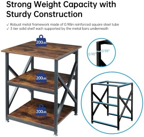 Fannova 23.6"x23.6" Large Printer Stand, 3 Tier Square Table for 3D Printer - Image 4