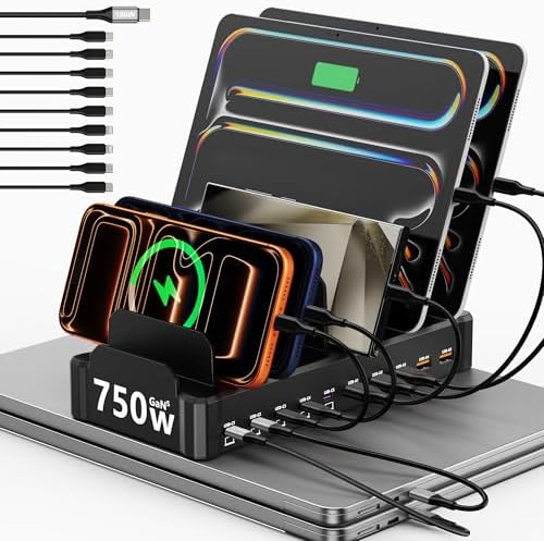 750W Charging Station for Multiple Devices, Zobirez 10-Port Fast Charger by Zobirez