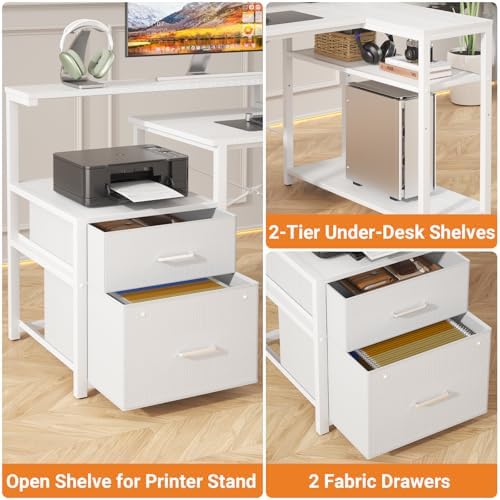 Aheaplus L Shaped Desk with File Drawer, Reversible L Shaped Gaming Desk - Image 7