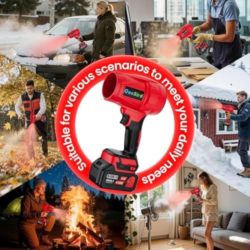 Cordless-Leaf-Blower-Electric Leaf Blower for Lawn Care 560 CFM-Handheld Blower Portable with Battery and Charger with 21V-4.0Ah-2 Batteries, Lightweight Blower for Patio Cleaning dust - red Black - Image 7