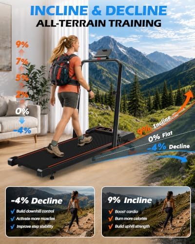 Walking Pad Treadmill with Incline 9% & Decline -4% 5 Level and Handle Bar - Image 2