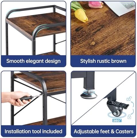 Fannova Large Size Under Desk Printer Stand, Height Adjustable Top Shelf - Image 7