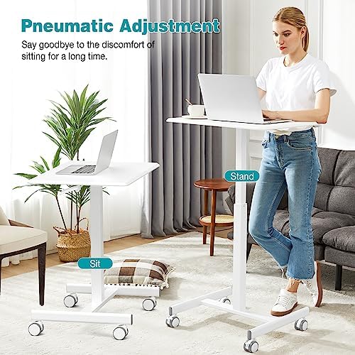 DUMOS Small Standing Desk with Wheels, Laptop Desk, 19 Inch - Image 4