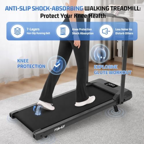 FUNMILY Upgrade Walking Pad Folding Treadmill with 12%/15% Incline & Handle Bar, 3.5HP Foldable Under Desk Compact Treadmills for Home/Office/Gym, 400+lb Capacity, Shock Absorption - Image 5
