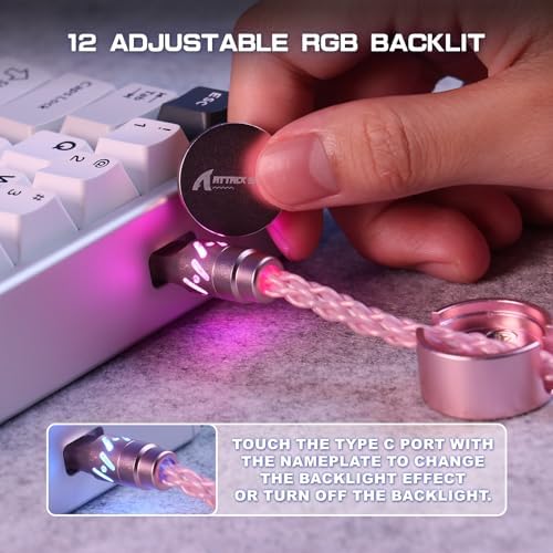 ATTACK SHARK C07 Custom Braided Aviator Cable with Light Up RGB-Pink - Image 4
